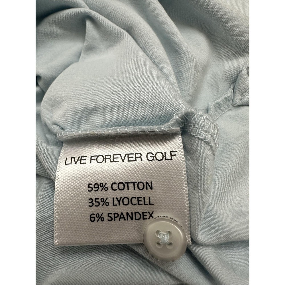 Live Forever Golf Polo Shirt Mens Large Blue Solid Performance Stretch Jersey - Picture 7 of 10